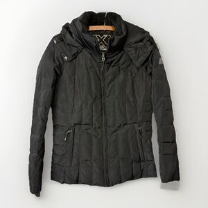 Zero Xposur Down Puffer Jacket Black Hood Zipper Women’s Size S